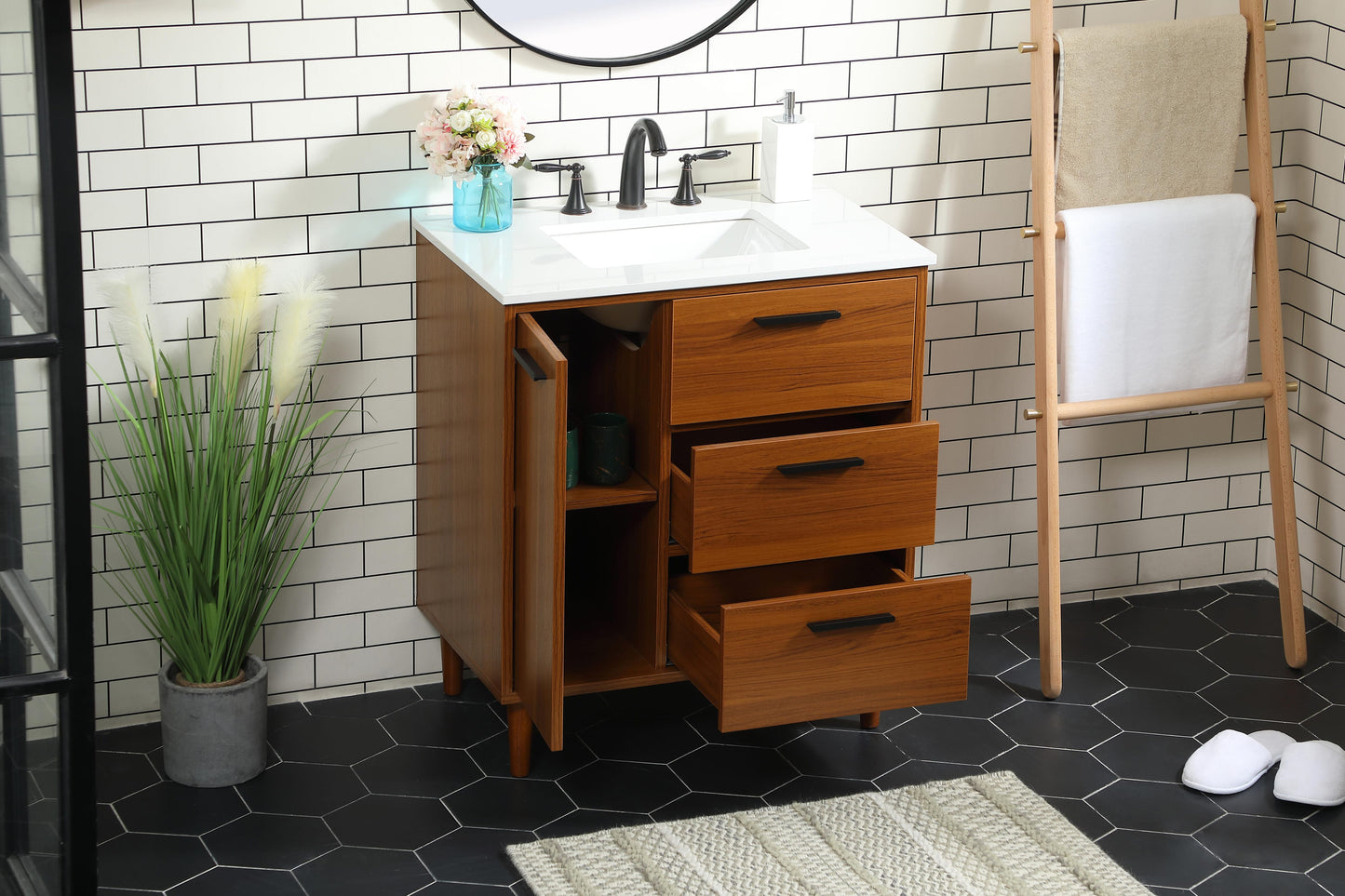 30 inch Bathroom Vanity in Teak