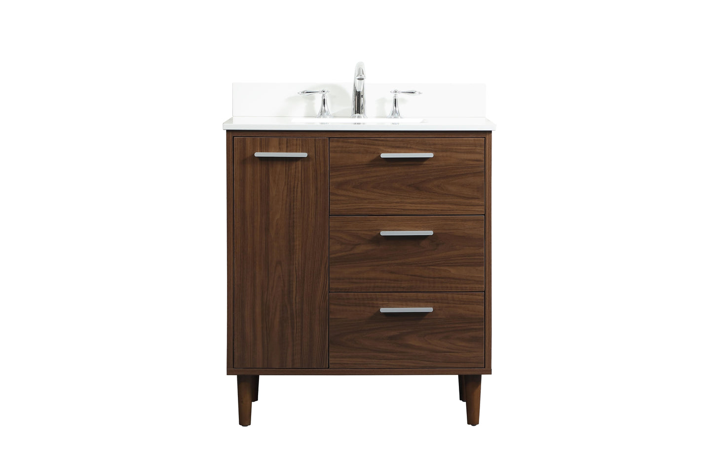 30 inch Bathroom Vanity in Walnut with backsplash