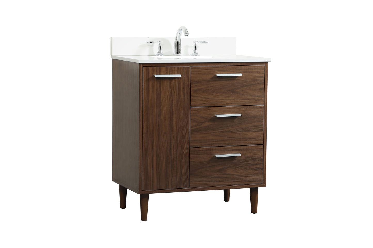 30 inch Bathroom Vanity in Walnut with backsplash