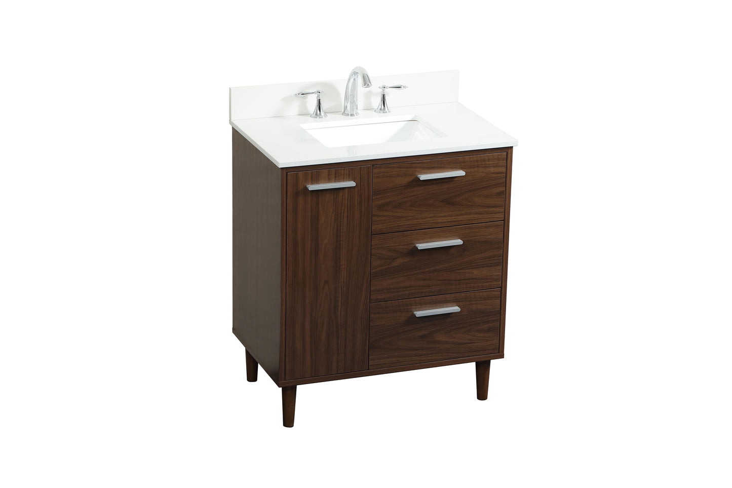 30 inch Bathroom Vanity in Walnut with backsplash