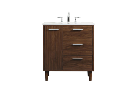 30 inch Bathroom Vanity in Walnut