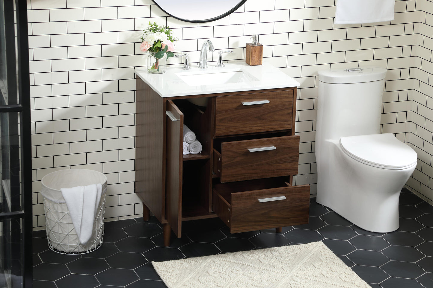 30 inch Bathroom Vanity in Walnut