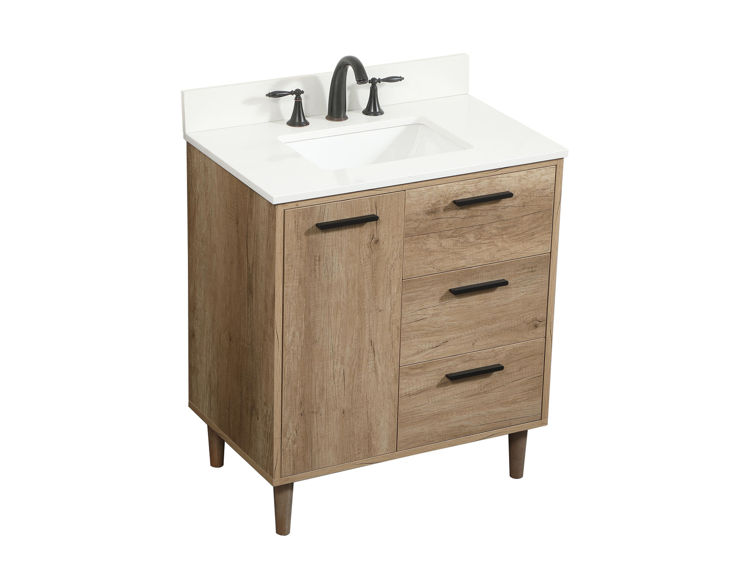 30 inch Single Bathroom Vanity in Natural Oak with backsplash - BC4003034NT-BS