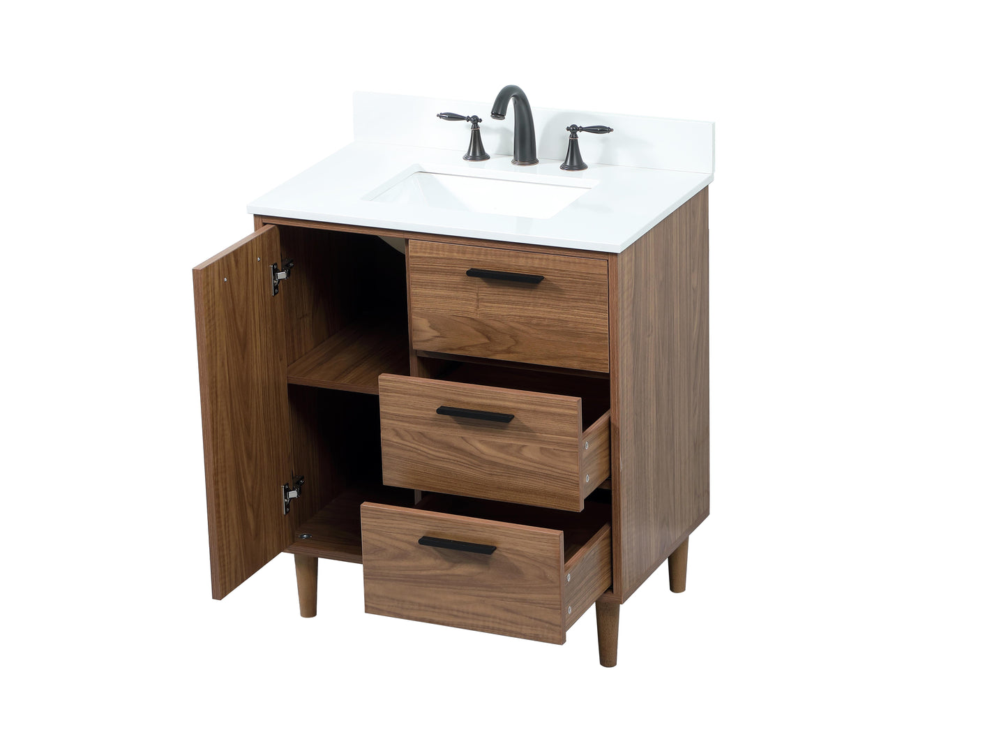 30 inch Single Bathroom Vanity in Walnut Brown with backsplash - BC4003034WB-BS