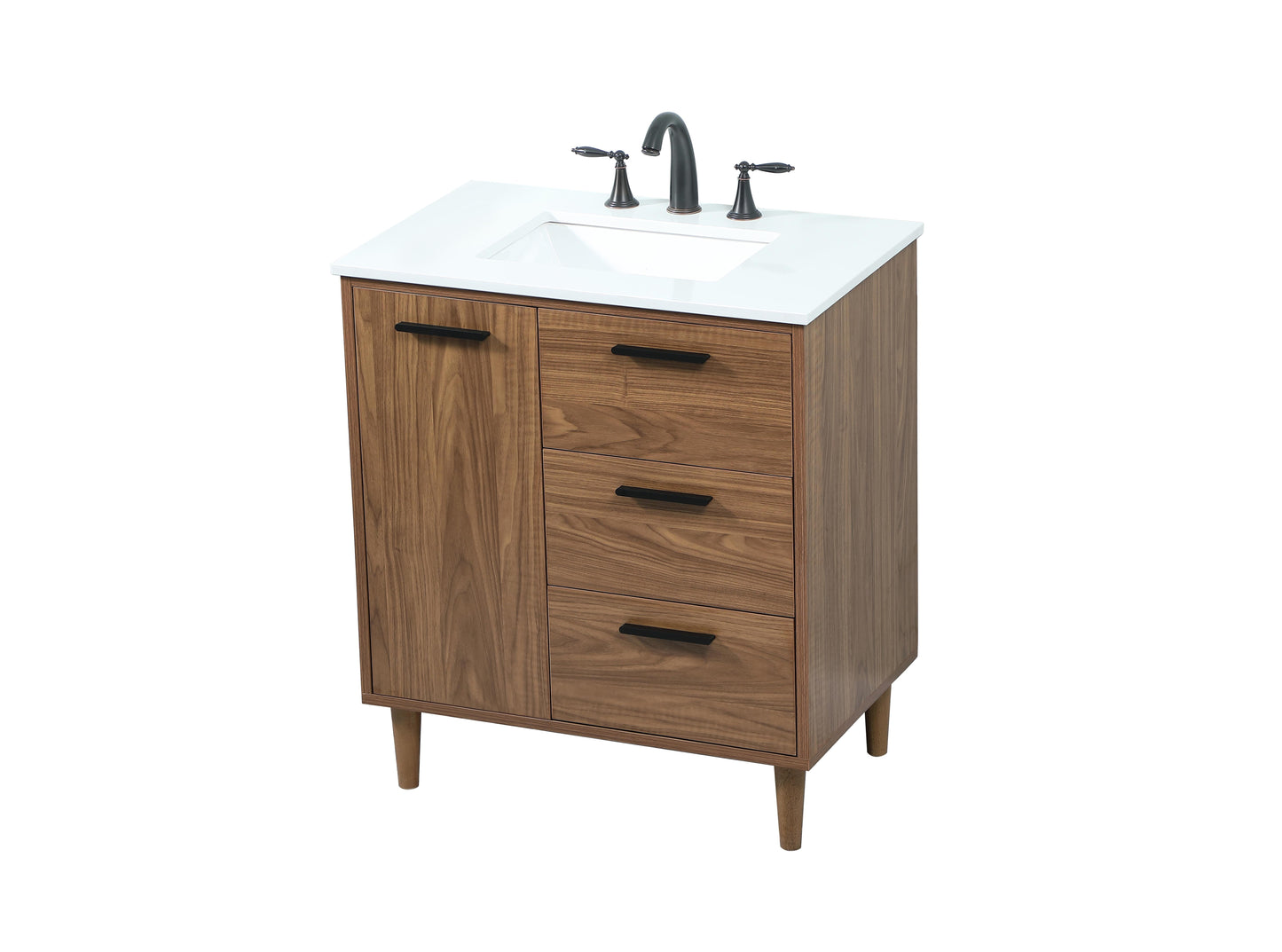 30 inch Single Bathroom Vanity in Walnut Brown - BC4003034WB