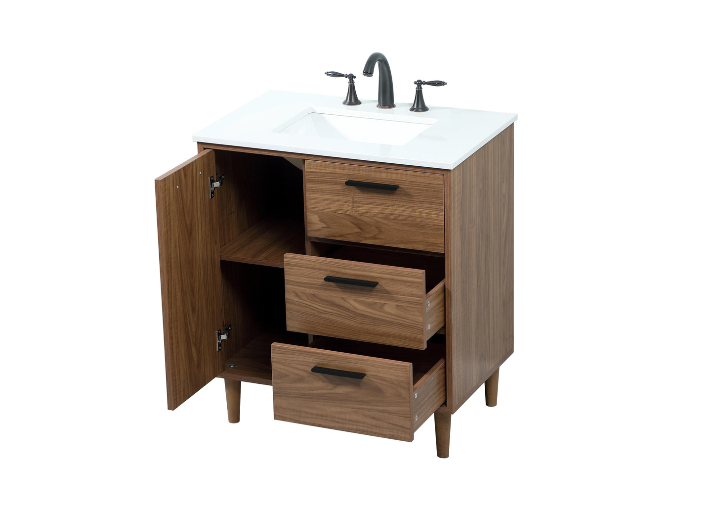 30 inch Single Bathroom Vanity in Walnut Brown - BC4003034WB