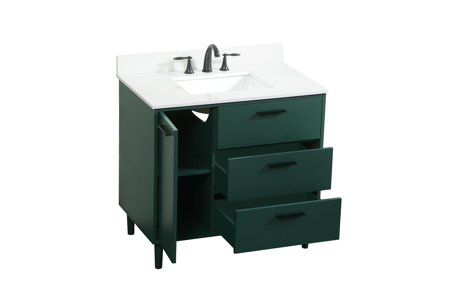 36 inch Bathroom Vanity in Green with backsplash