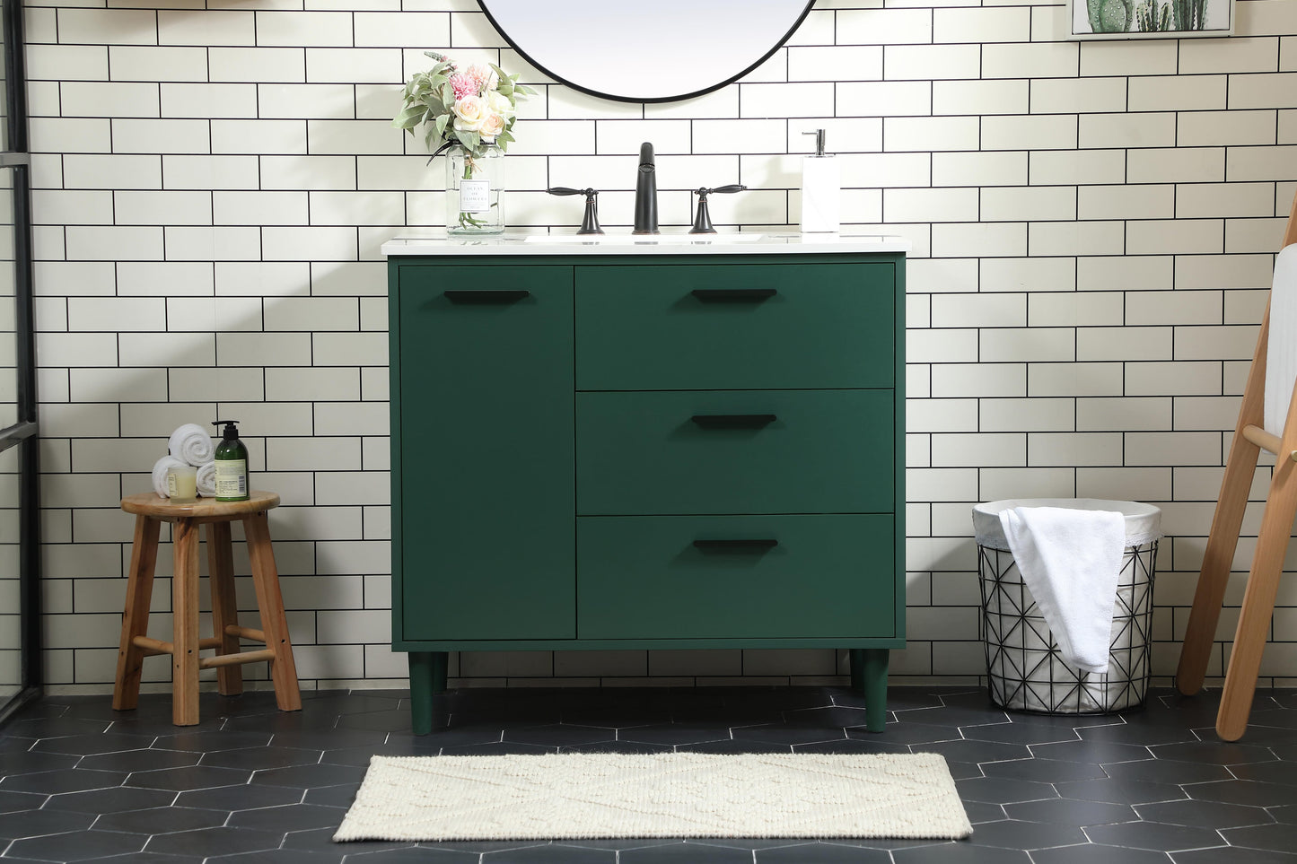 36 inch Bathroom Vanity in Green