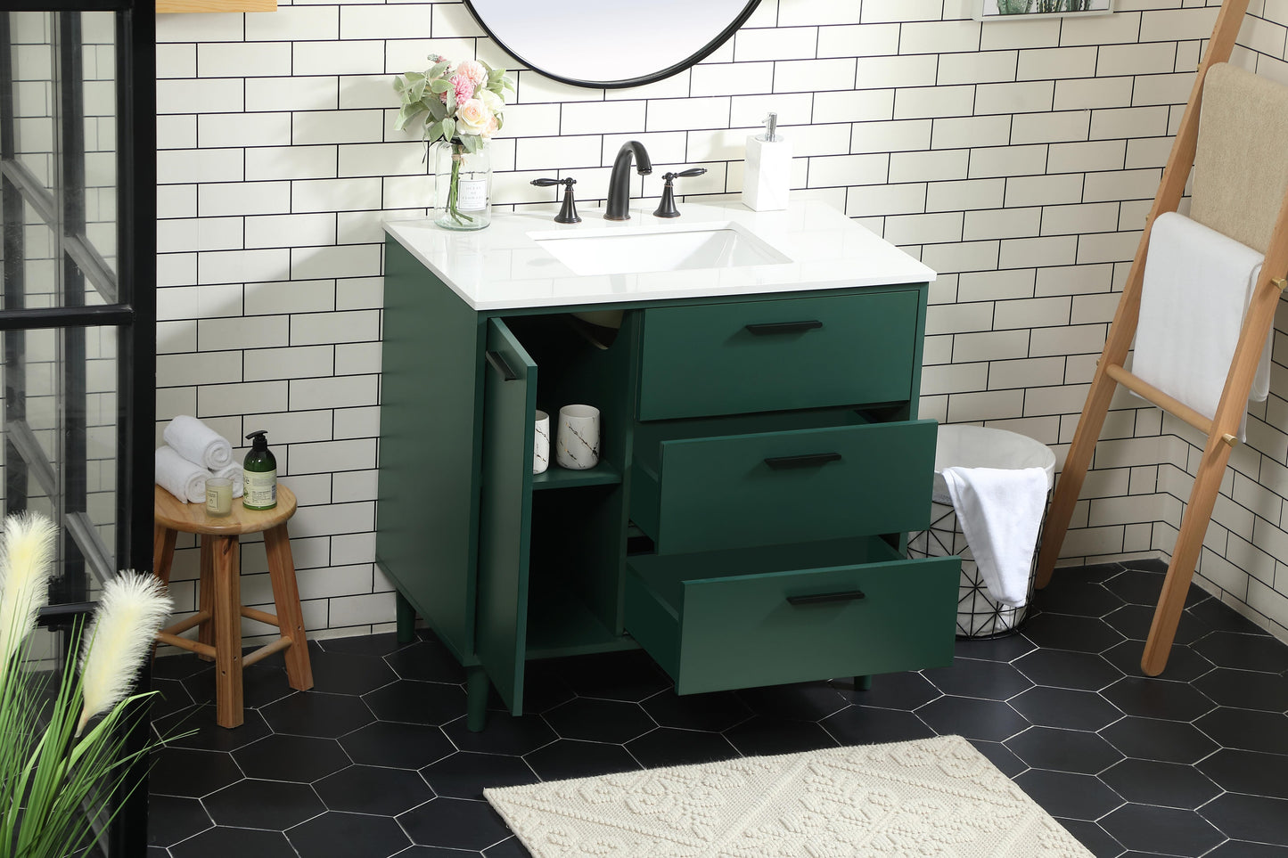 36 inch Bathroom Vanity in Green