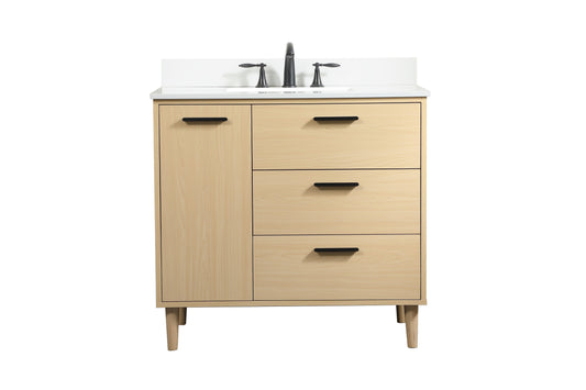 36 inch Bathroom Vanity in Maple with backsplash