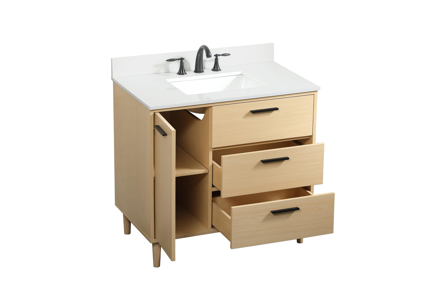 36 inch Bathroom Vanity in Maple with backsplash