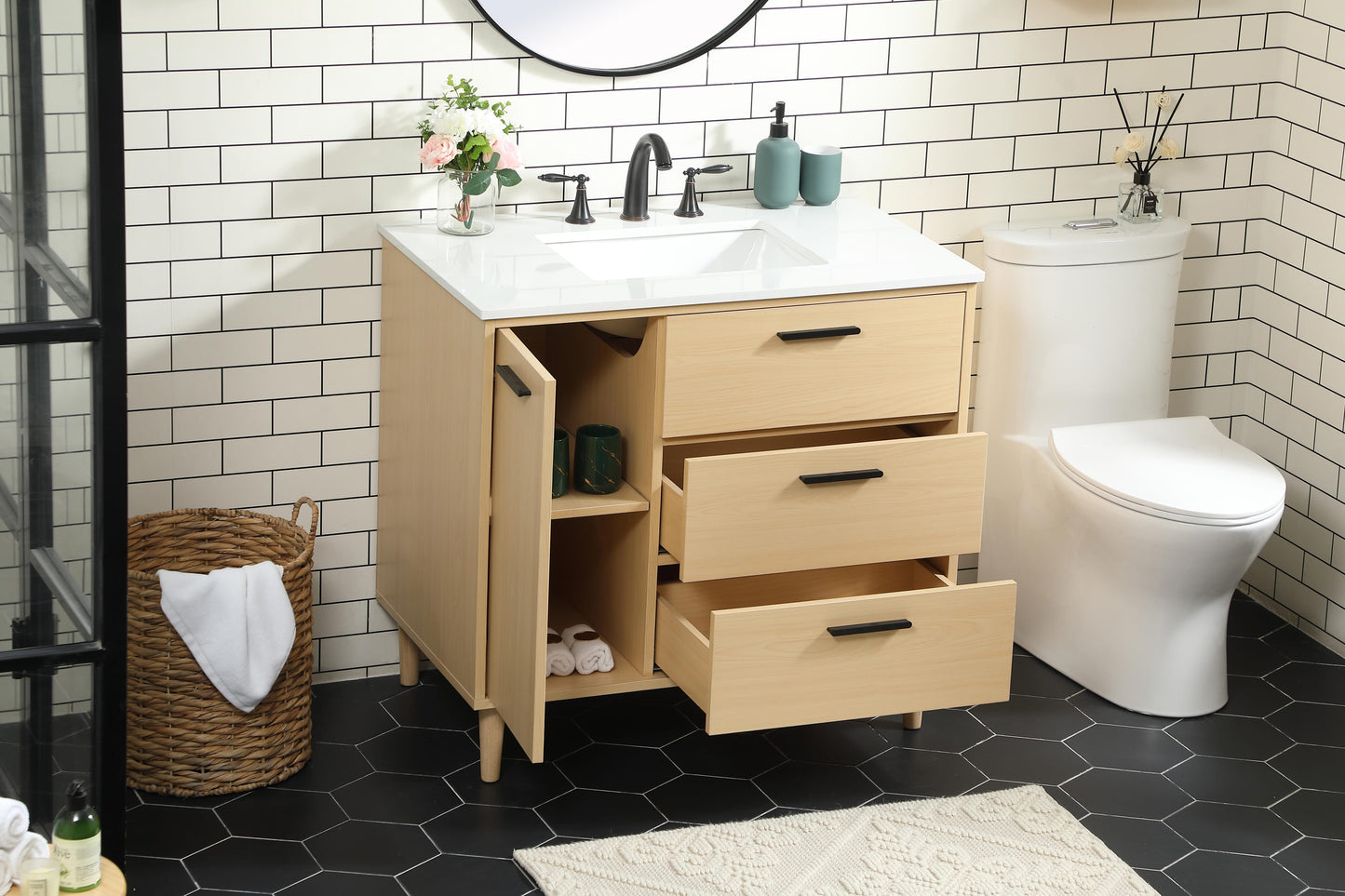 36 inch Bathroom Vanity in Maple