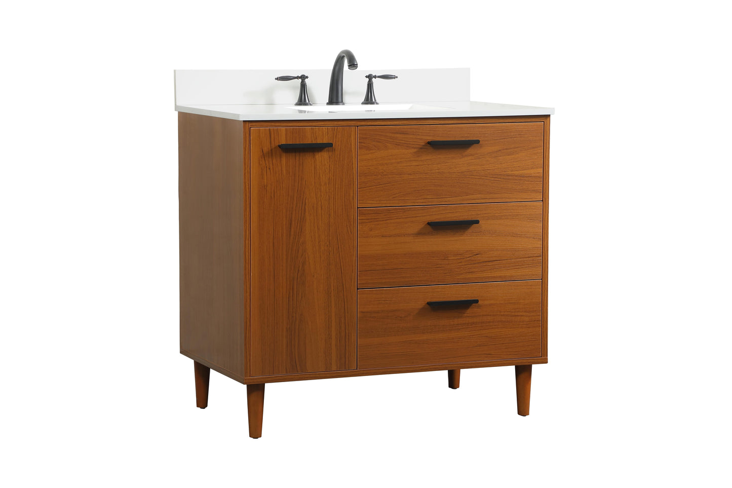 36 inch Bathroom Vanity in Teak with backsplash