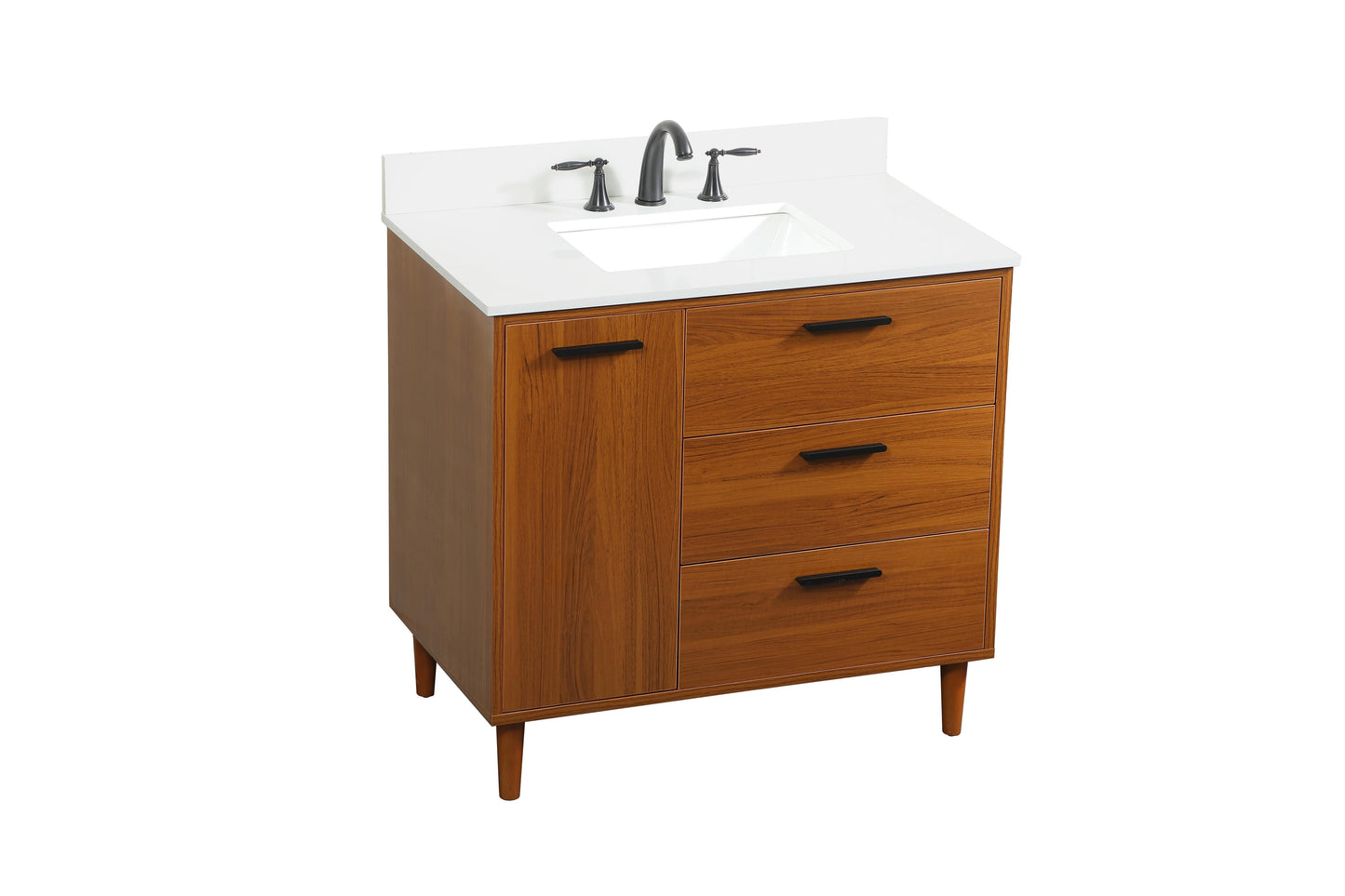 36 inch Bathroom Vanity in Teak with backsplash