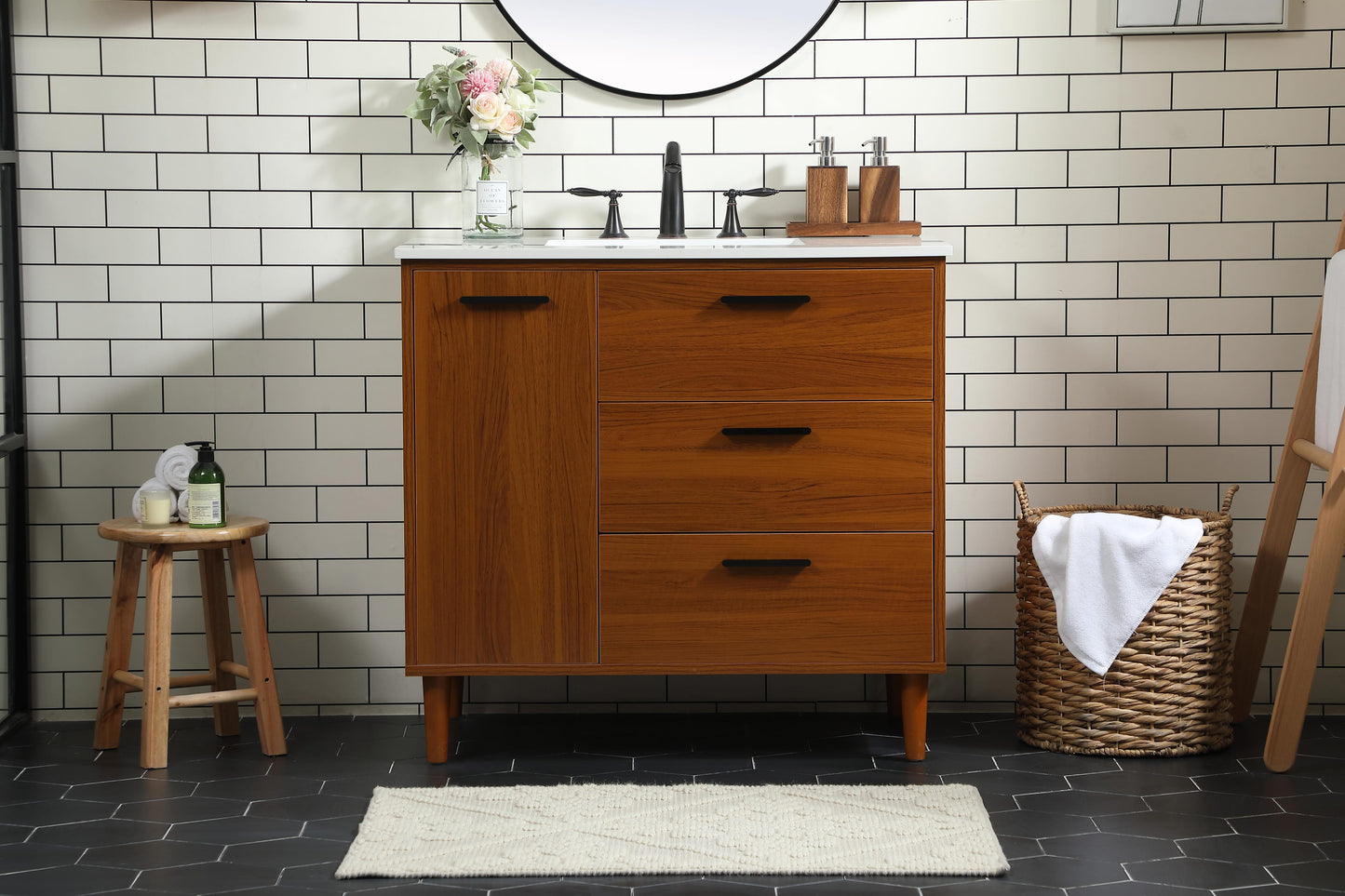 36 inch Bathroom Vanity in Teak