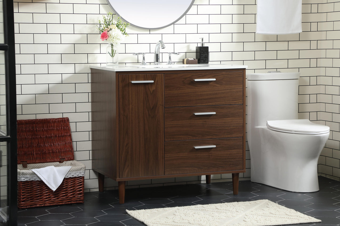 36 inch Bathroom Vanity in Walnut