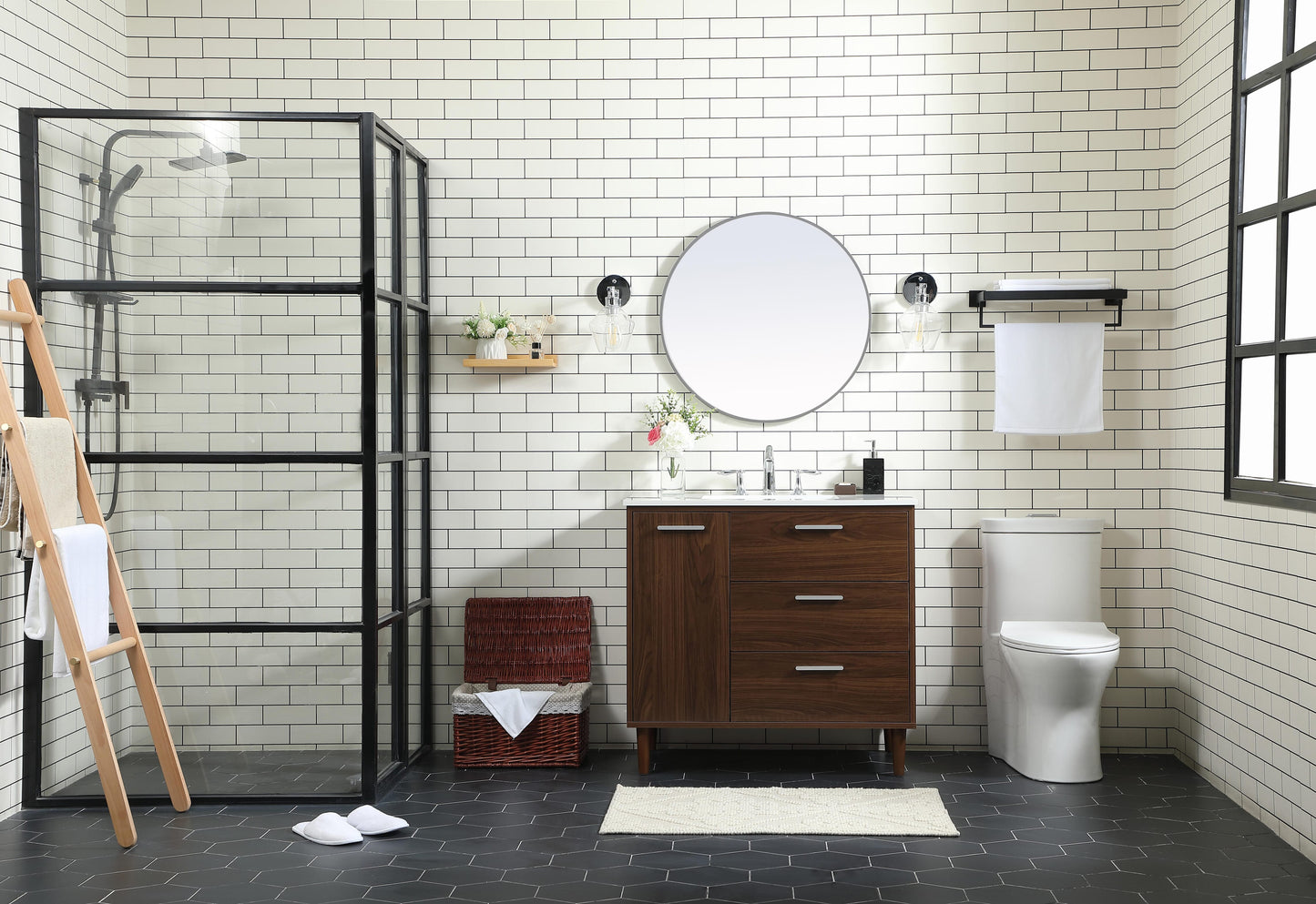 36 inch Bathroom Vanity in Walnut