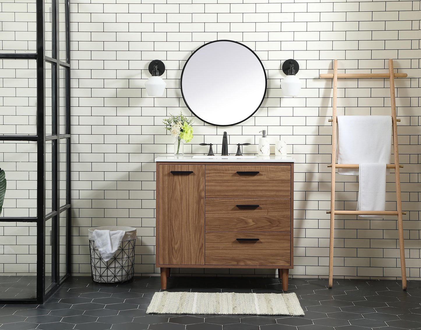 36 inch Single Bathroom Vanity in Walnut Brown - BC4003634WB