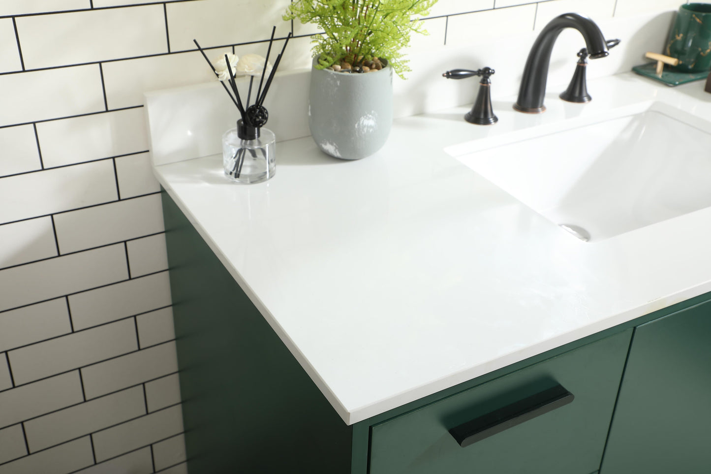 48 inch Bathroom Vanity in Green with backsplash