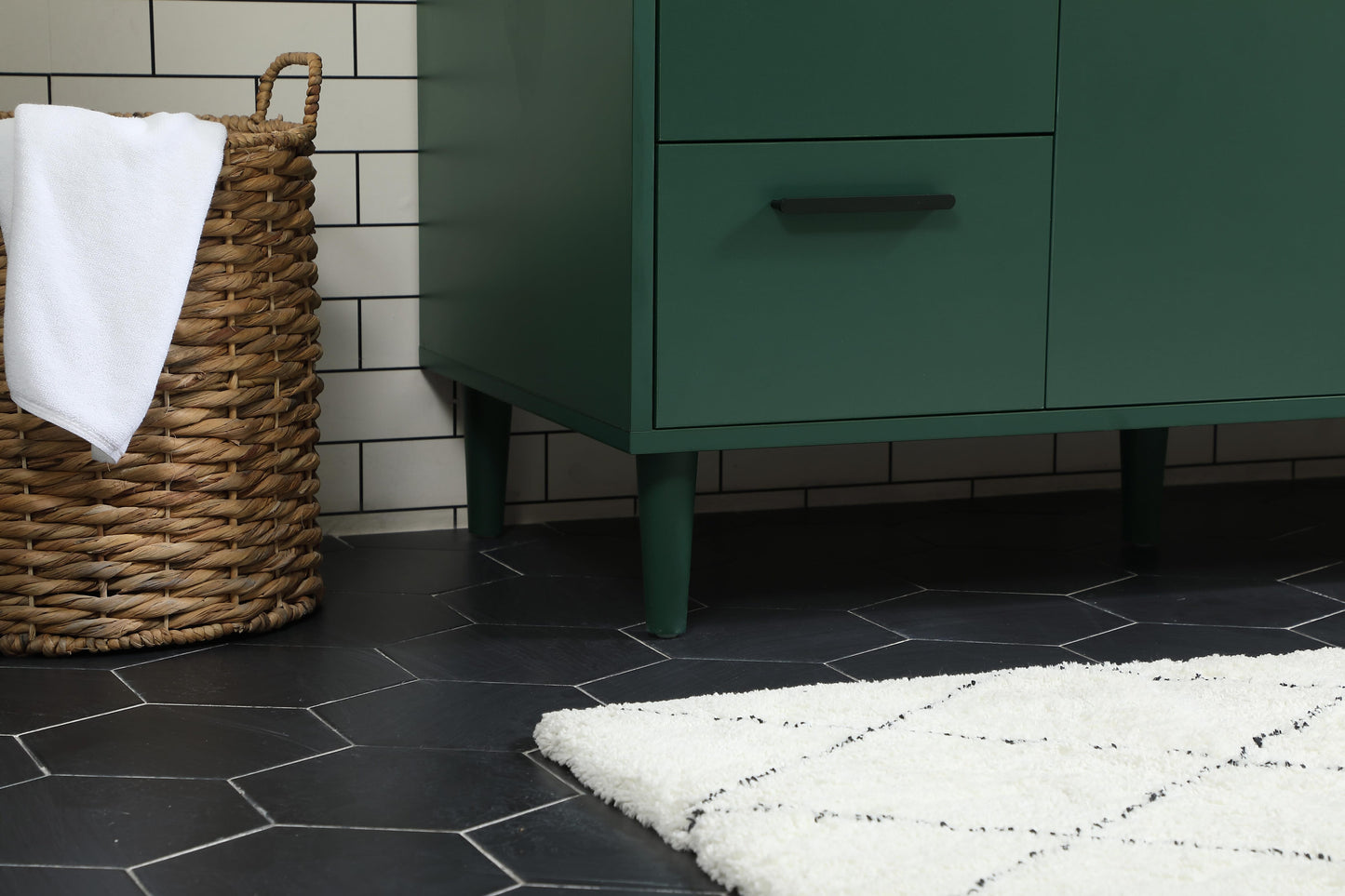 48 inch Bathroom Vanity in Green with backsplash