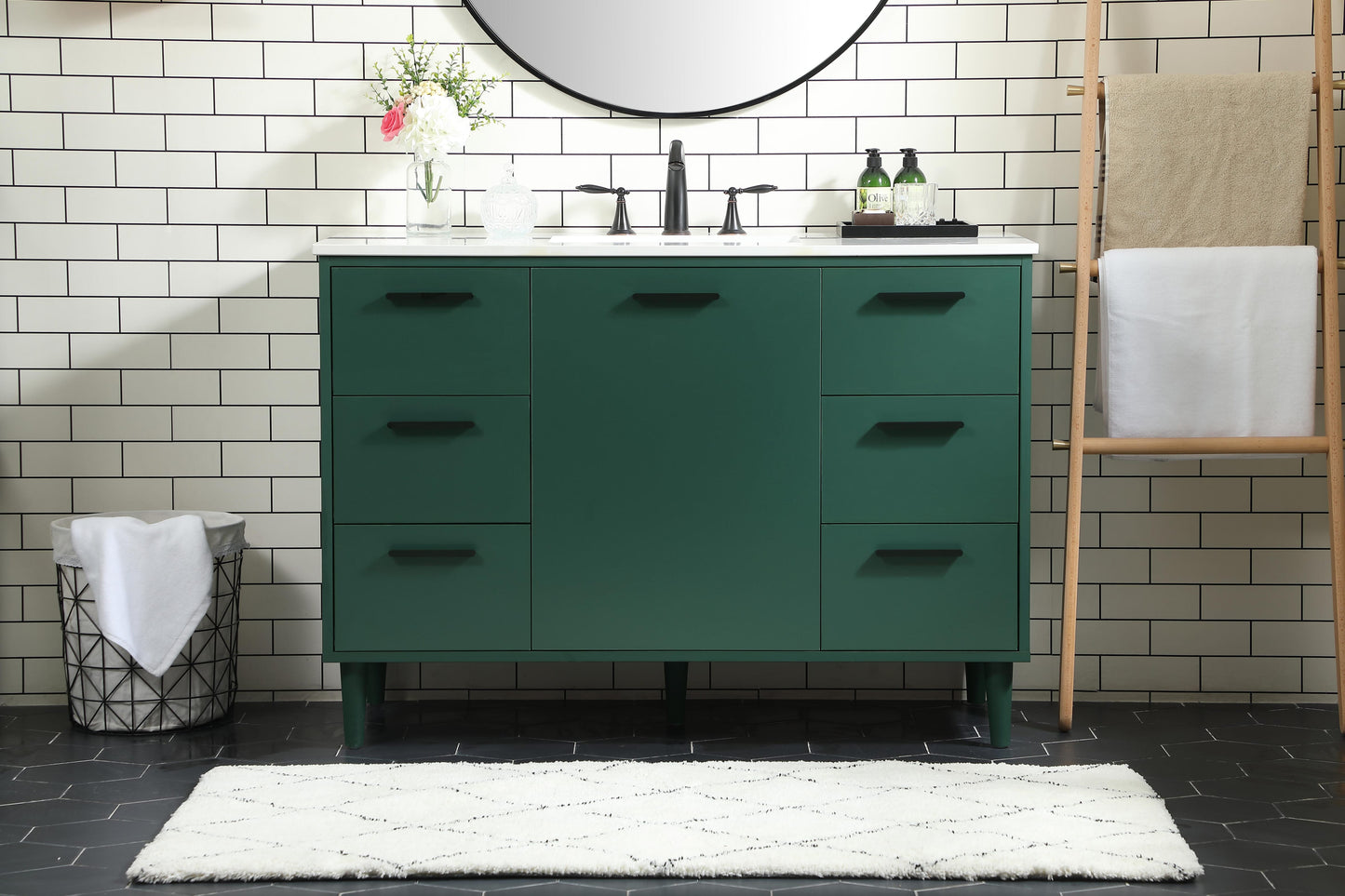 48 inch Bathroom Vanity in Green