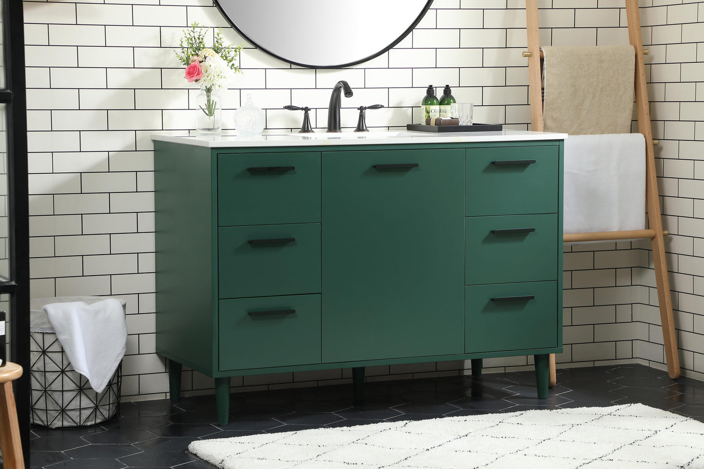 48 inch Bathroom Vanity in Green