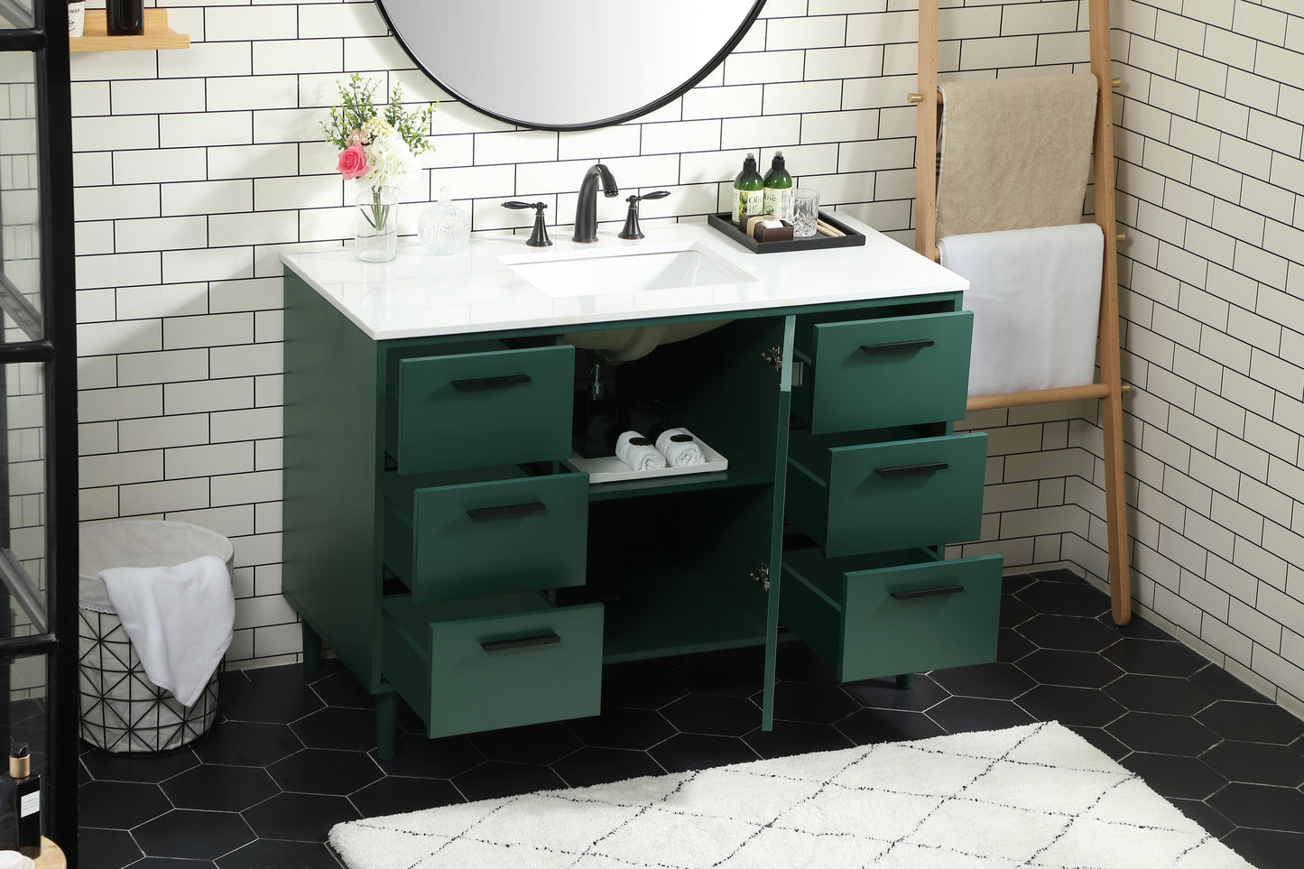 48 inch Bathroom Vanity in Green