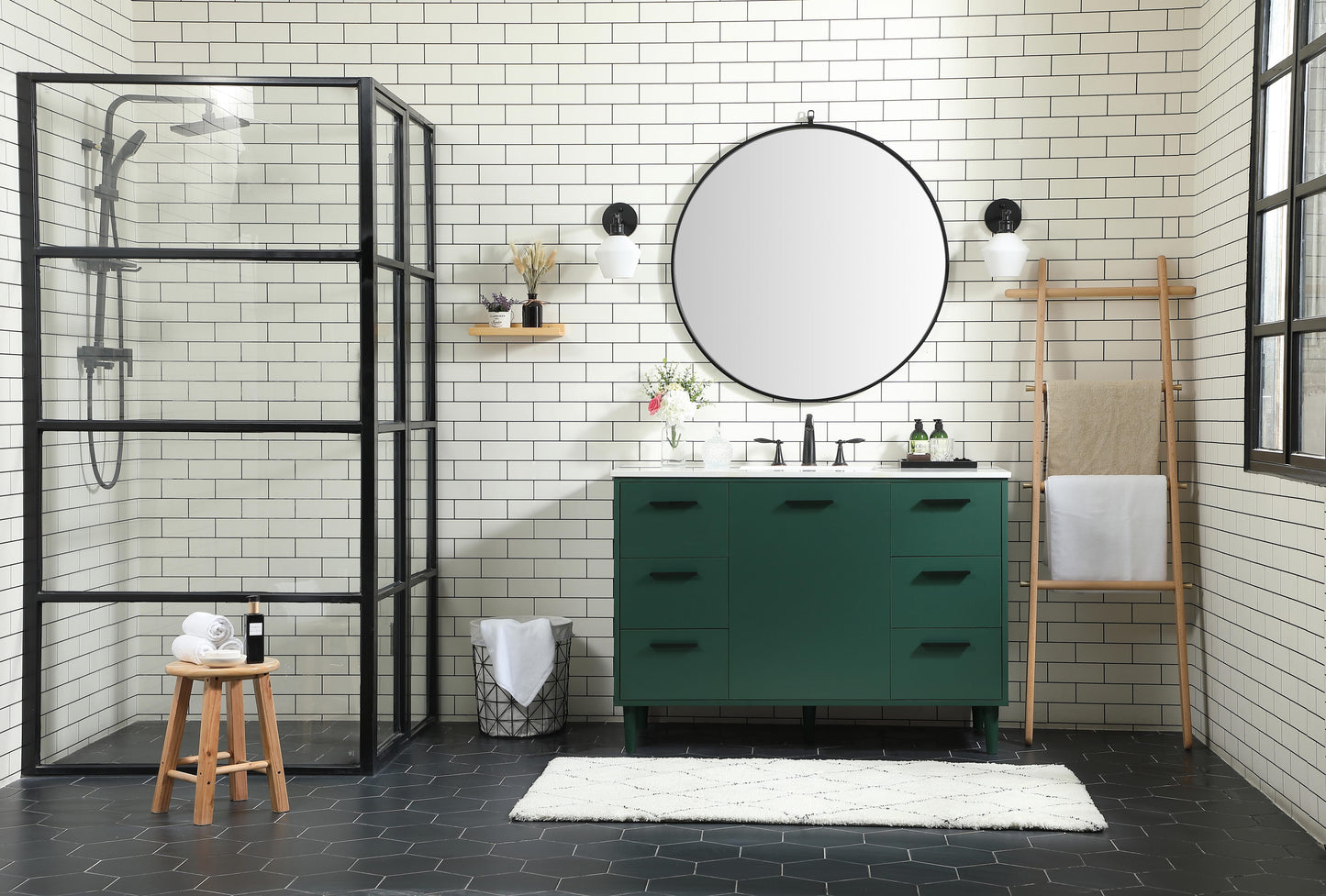 48 inch Bathroom Vanity in Green