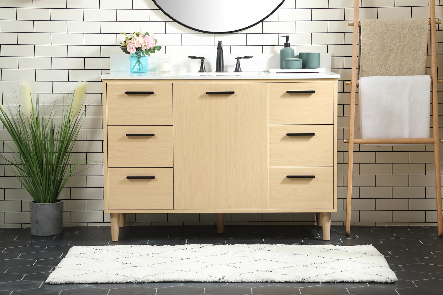 48 inch Bathroom Vanity in Maple with backsplash