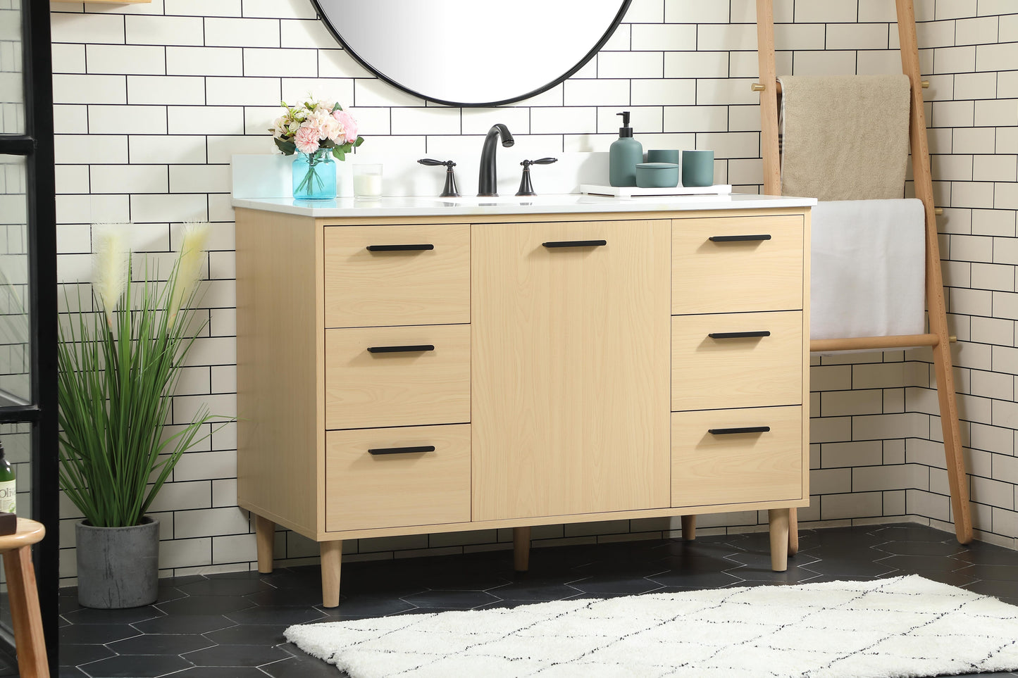 48 inch Bathroom Vanity in Maple with backsplash