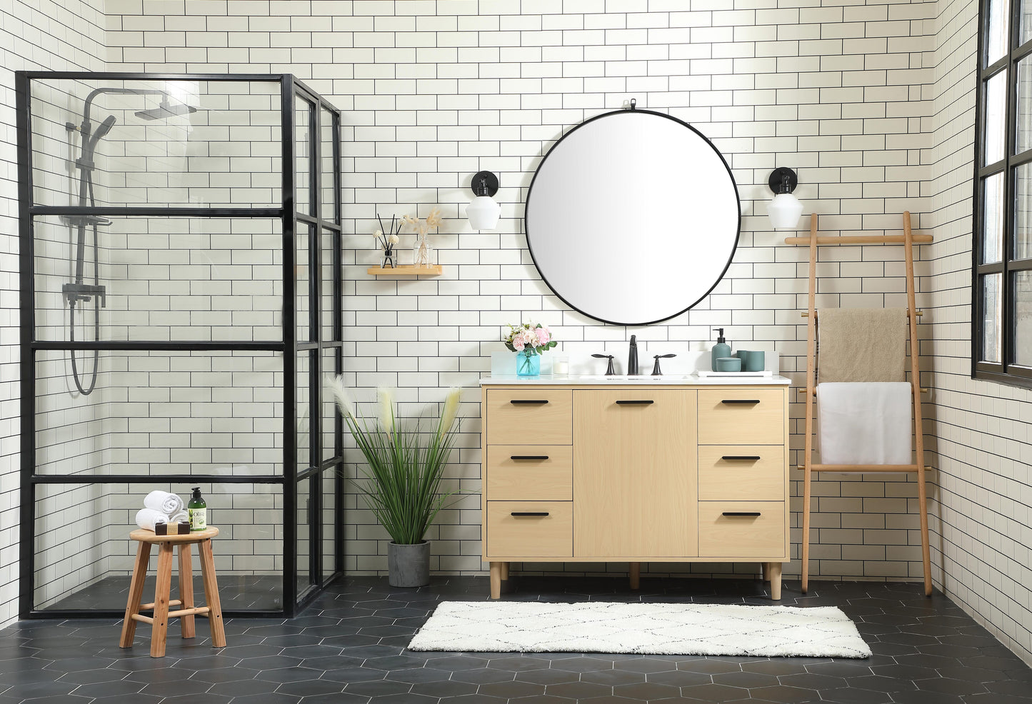 48 inch Bathroom Vanity in Maple with backsplash