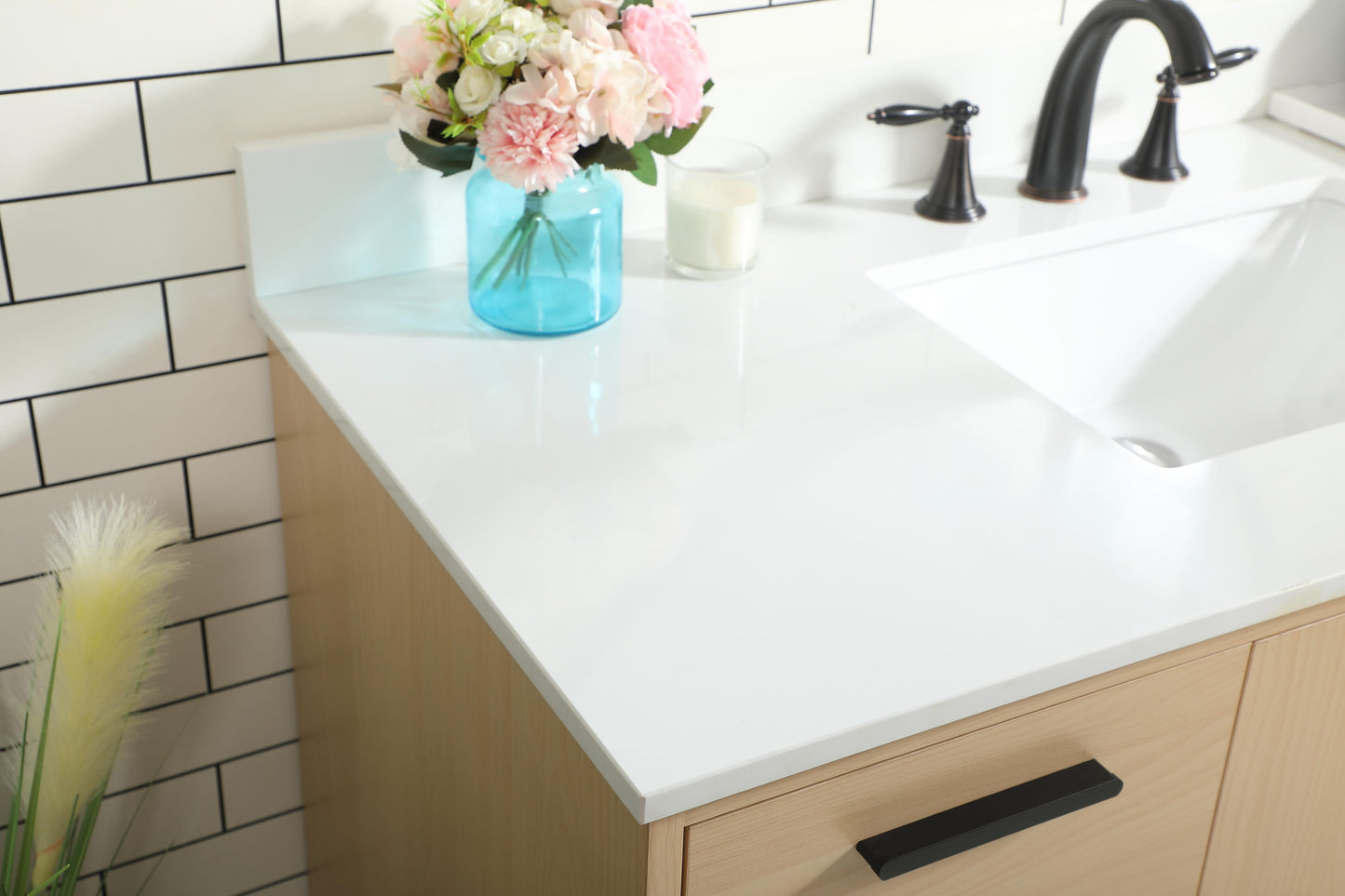 48 inch Bathroom Vanity in Maple with backsplash