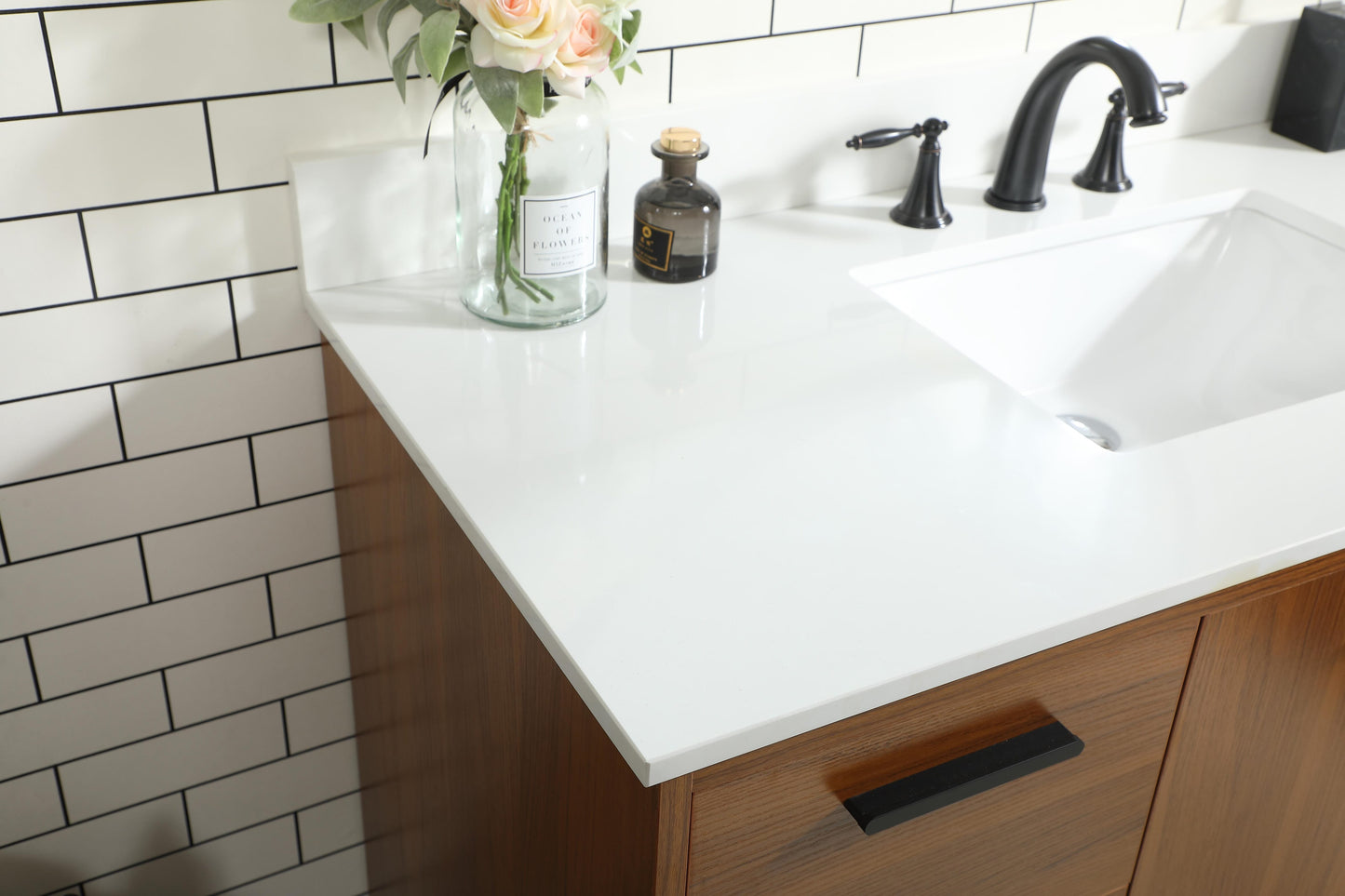 48 inch Bathroom Vanity in Teak with backsplash