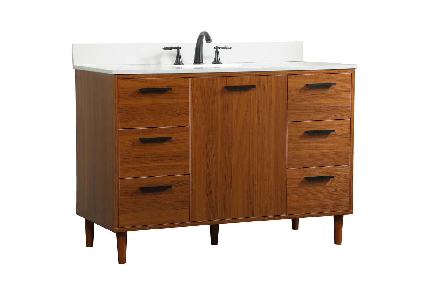 48 inch Bathroom Vanity in Teak with backsplash