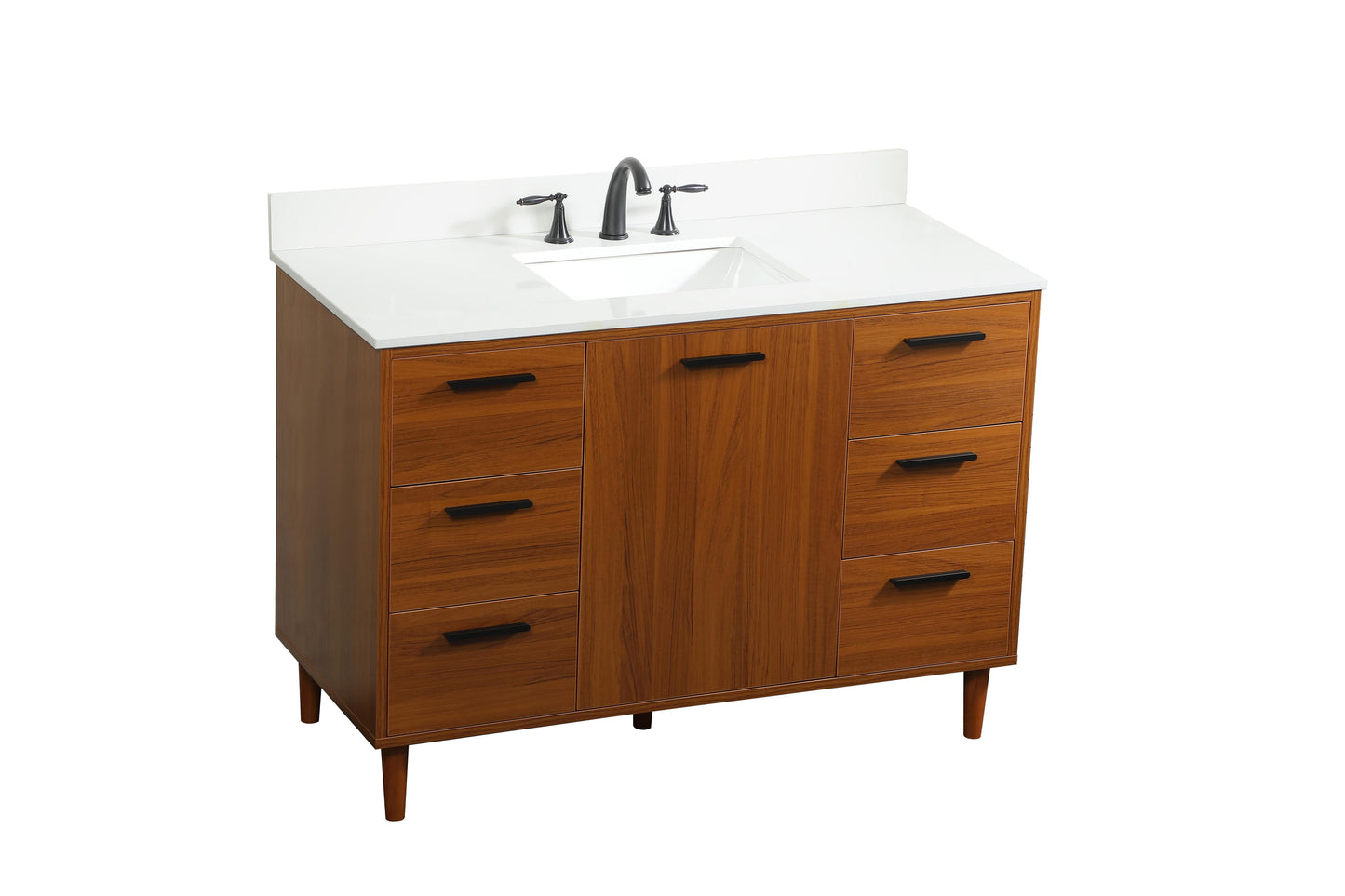 48 inch Bathroom Vanity in Teak with backsplash