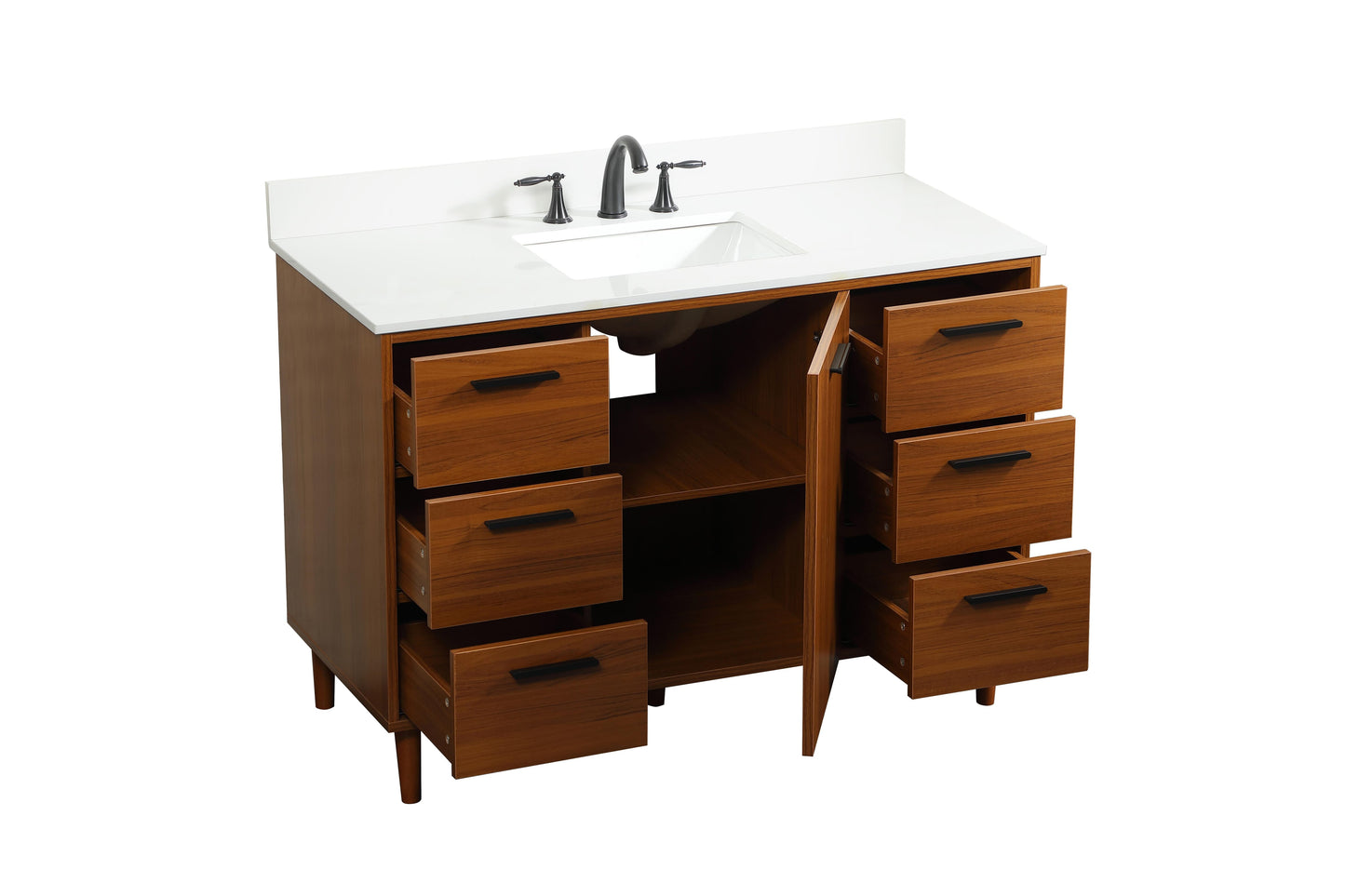 48 inch Bathroom Vanity in Teak with backsplash