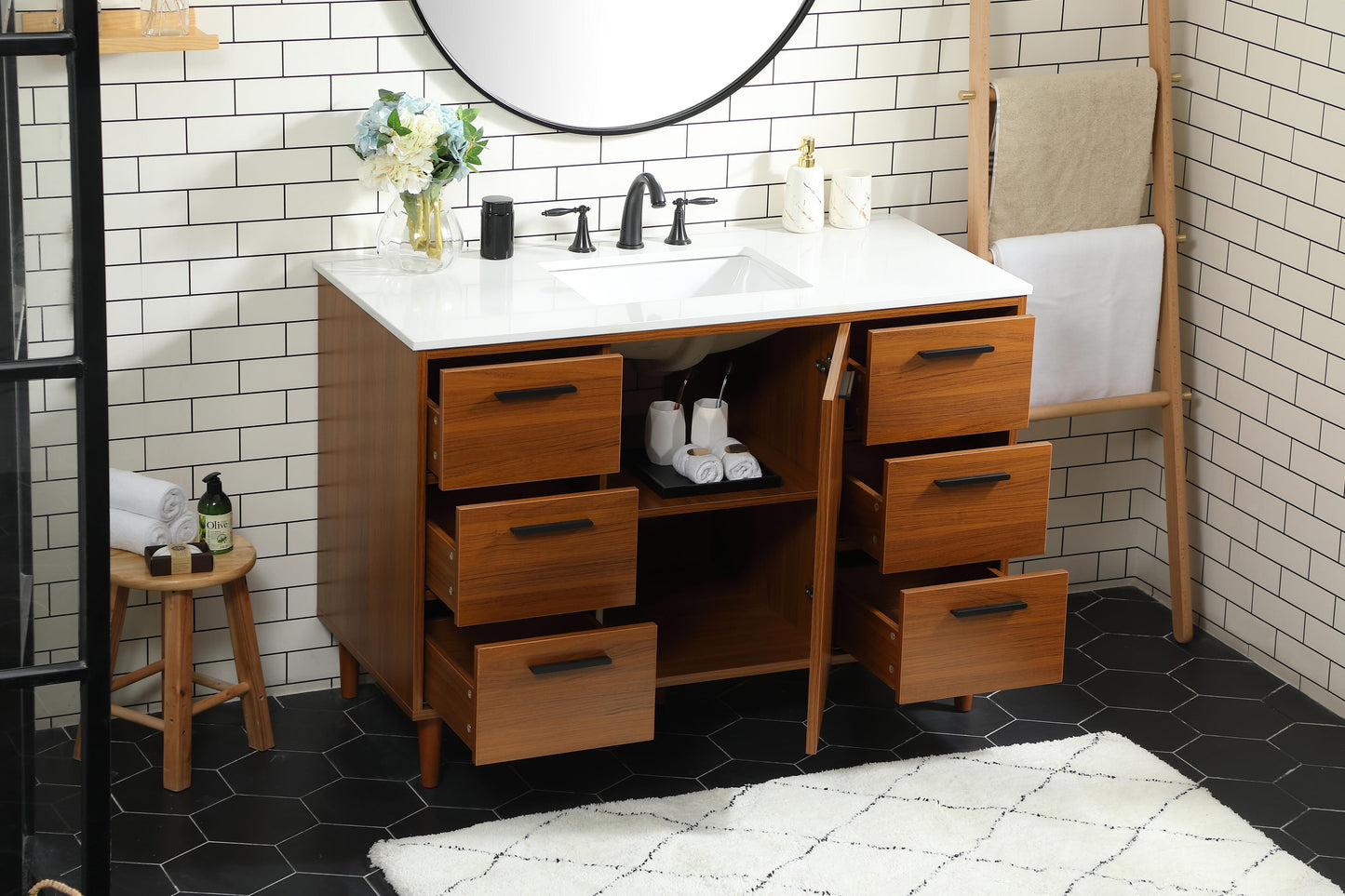 48 inch Bathroom Vanity in Teak