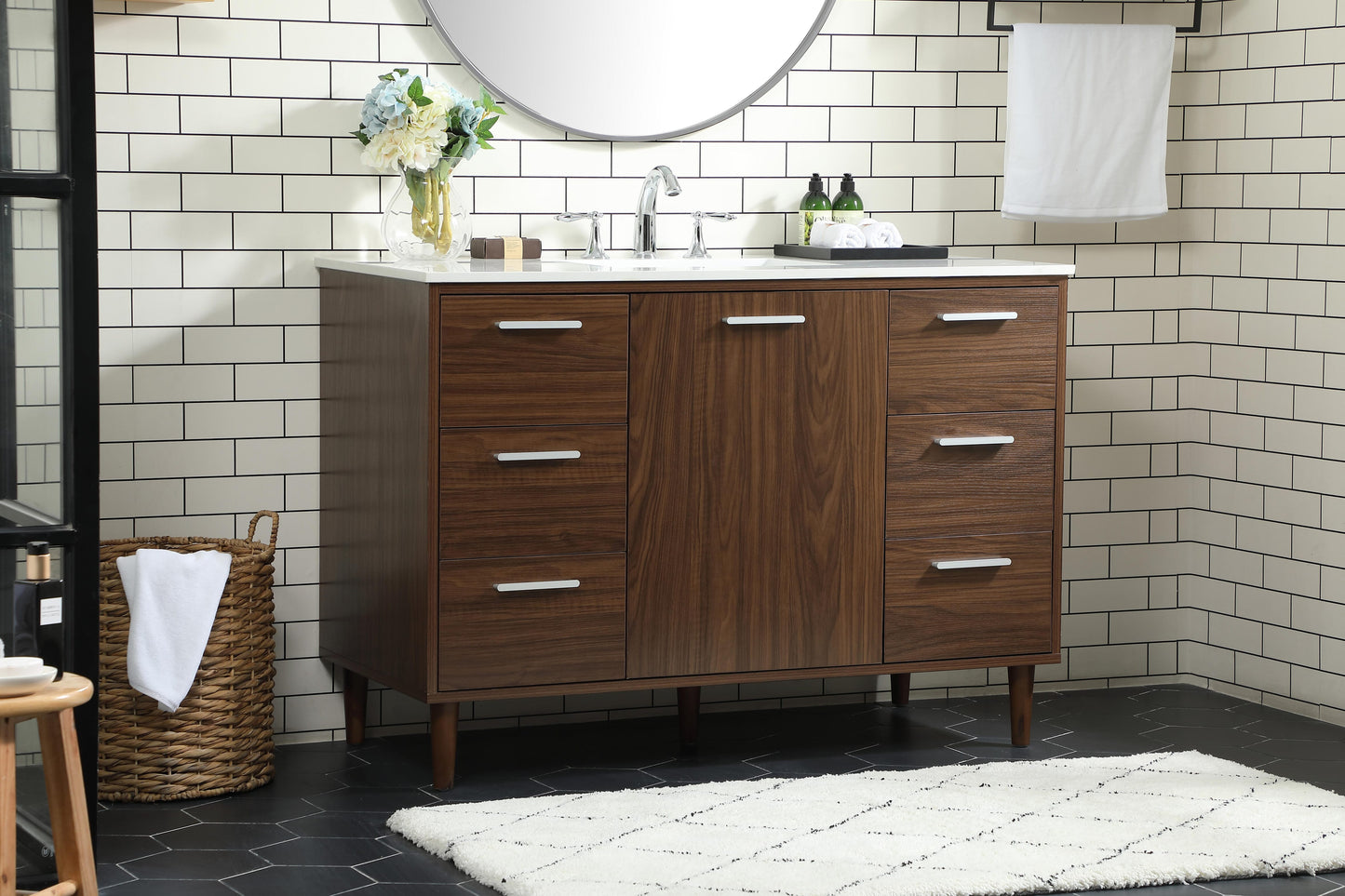 48 inch Bathroom Vanity in Walnut