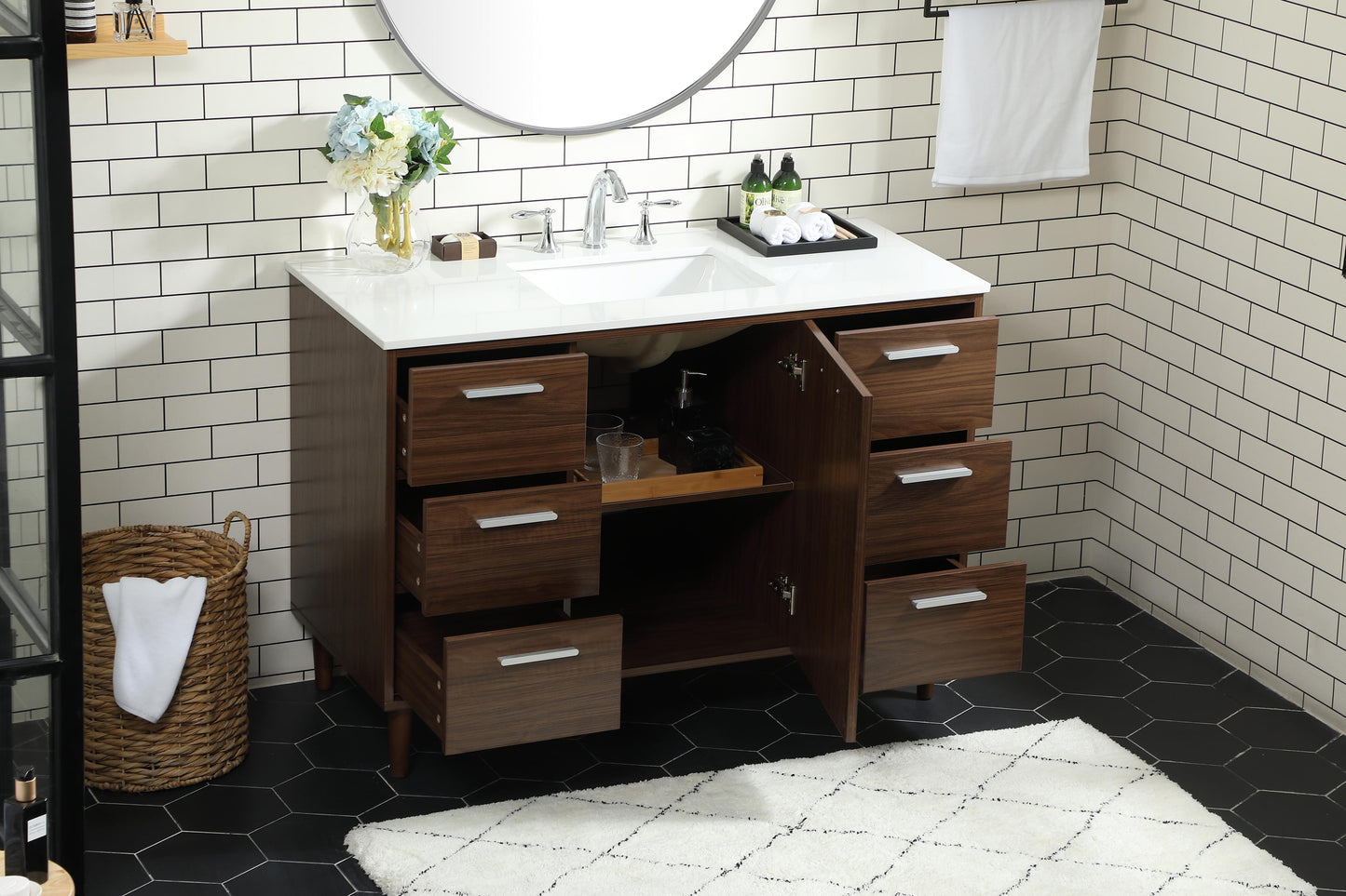 48 inch Bathroom Vanity in Walnut