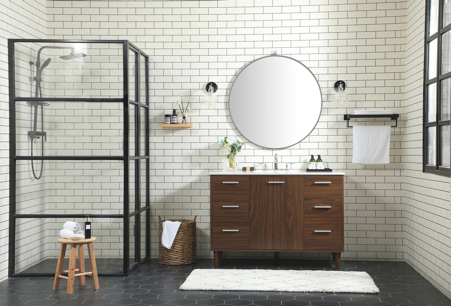 48 inch Bathroom Vanity in Walnut