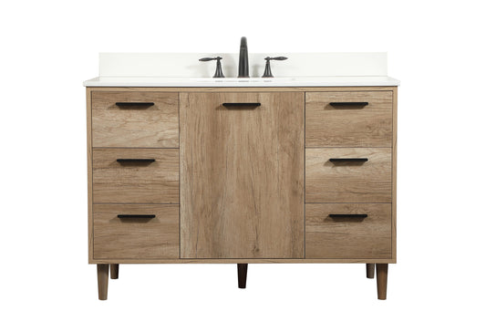 48 inch Single Bathroom Vanity in Natural Oak with backsplash