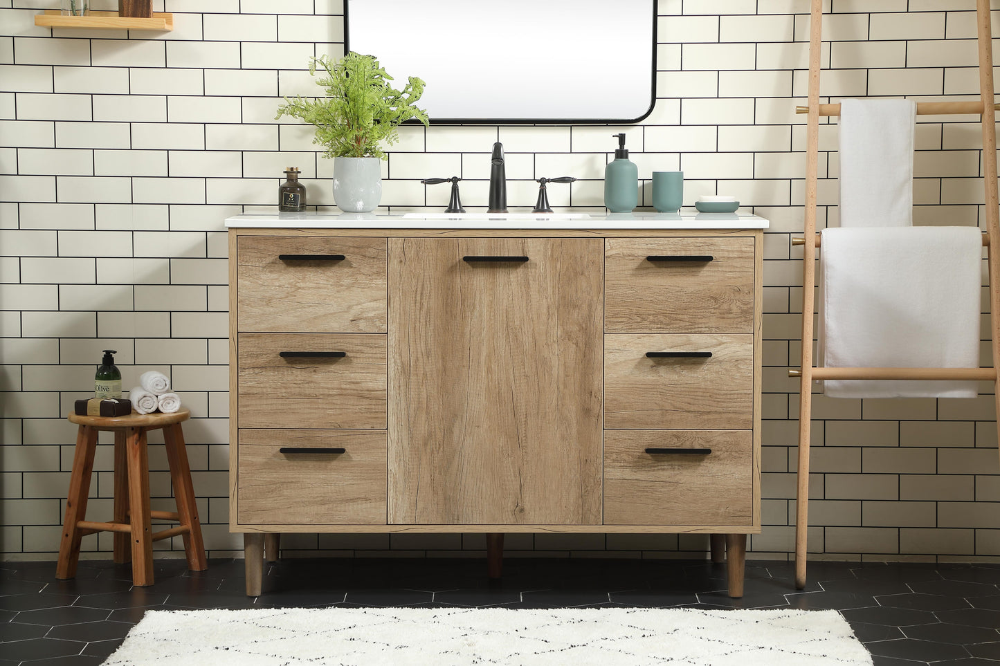 48 inch Single Bathroom Vanity in Natural Oak