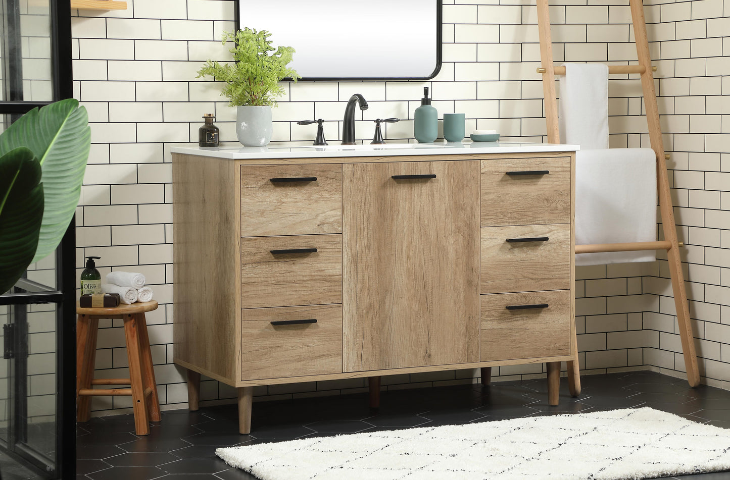 48 inch Single Bathroom Vanity in Natural Oak