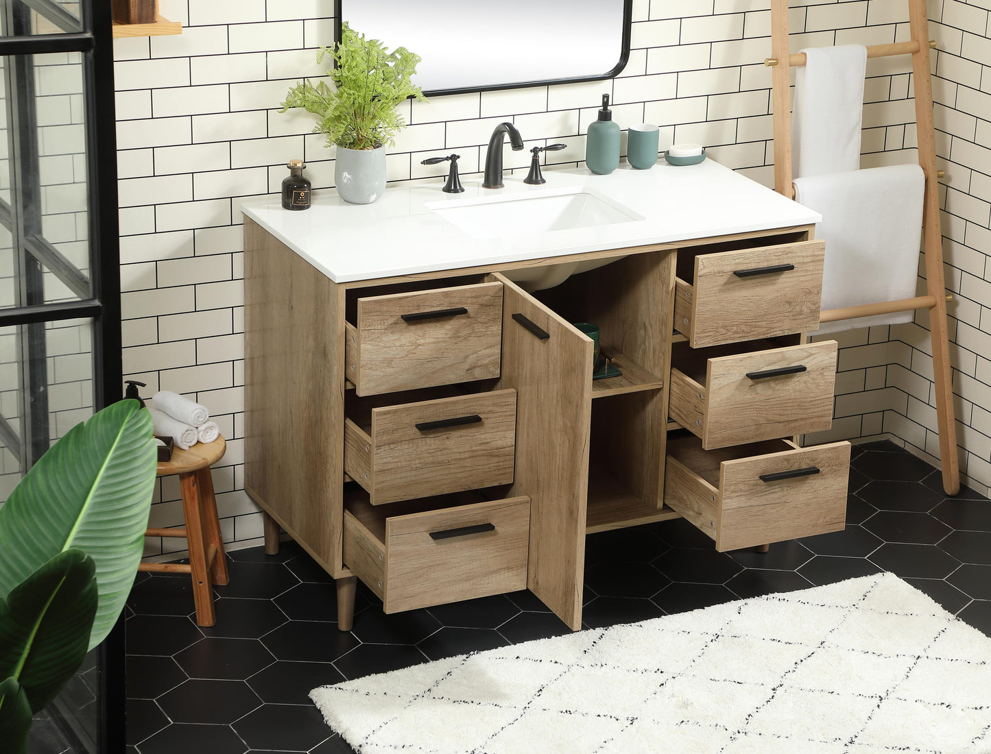 48 inch Single Bathroom Vanity in Natural Oak