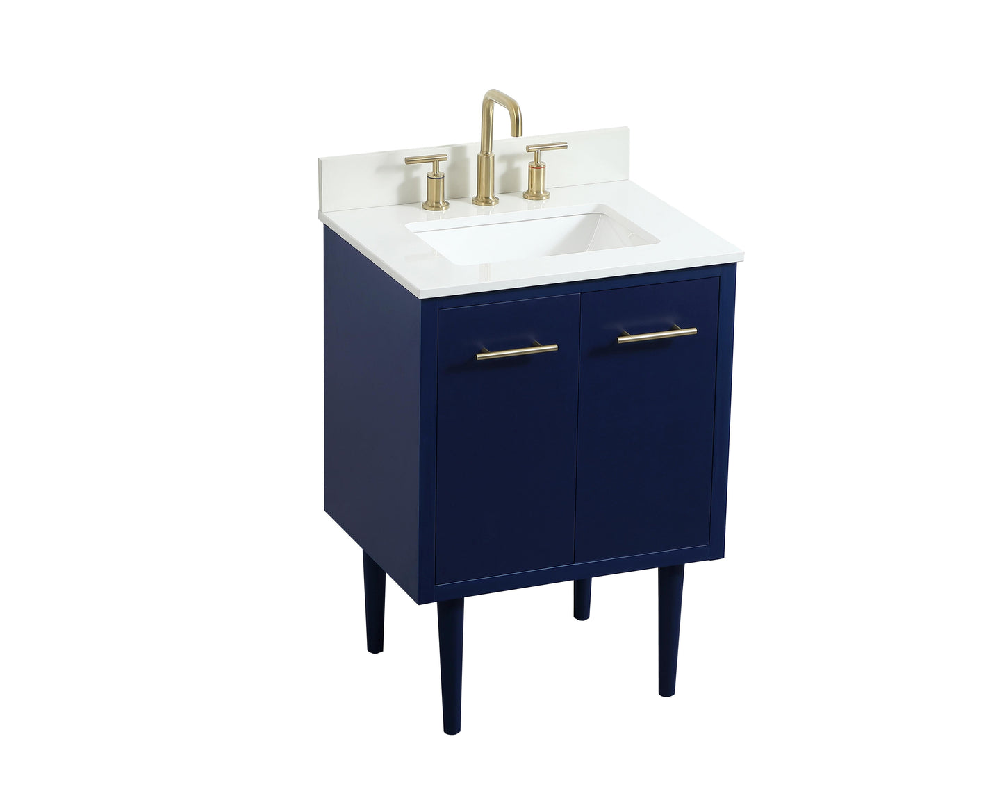 24 inch Single Bathroom Vanity in Blue with backsplash - BC4102434BL-BS