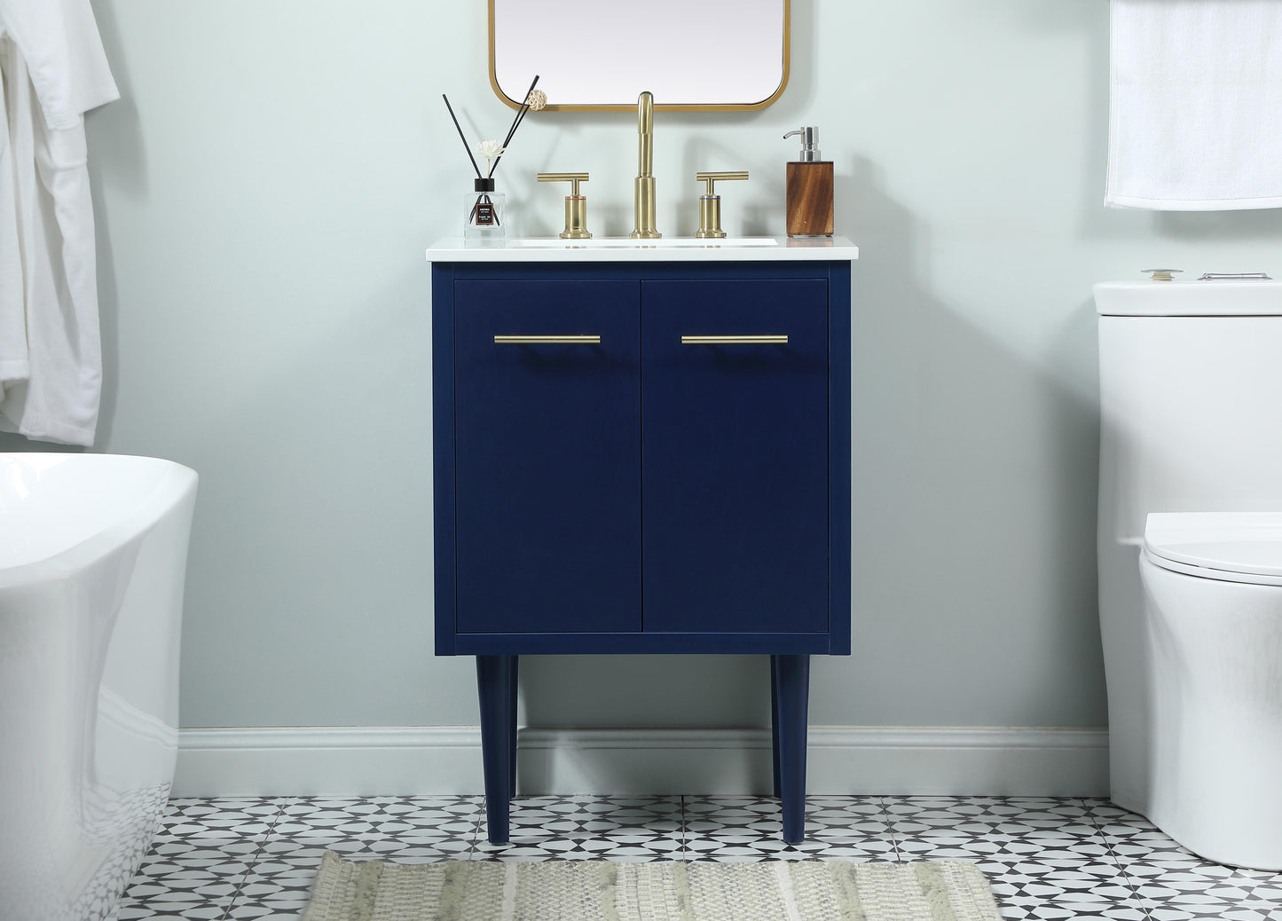 24 inch Single Bathroom Vanity in Blue - BC4102434BL