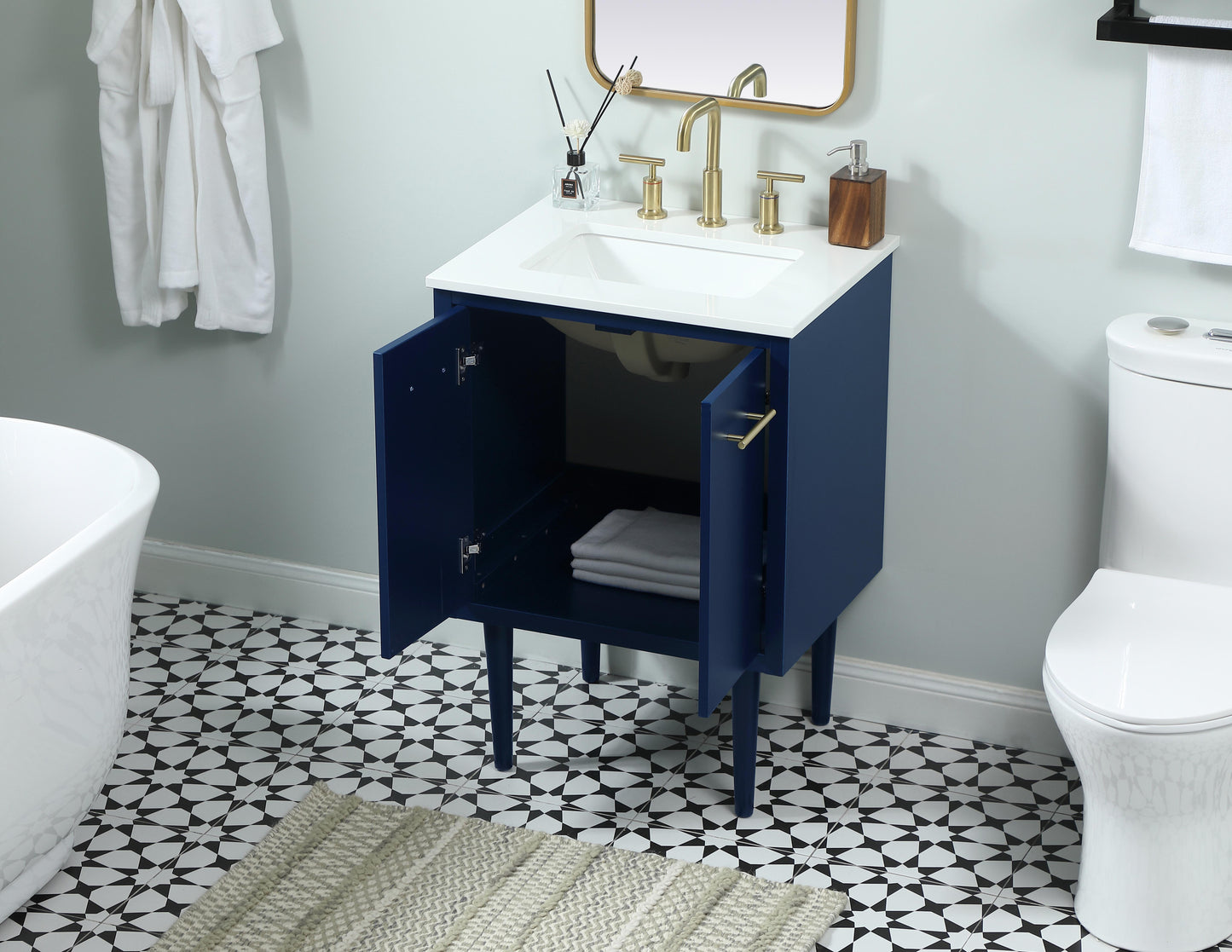 24 inch Single Bathroom Vanity in Blue - BC4102434BL