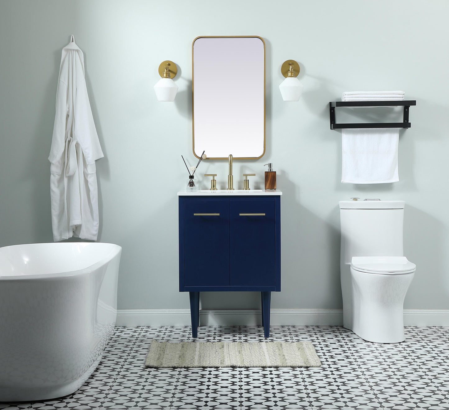 24 inch Single Bathroom Vanity in Blue - BC4102434BL