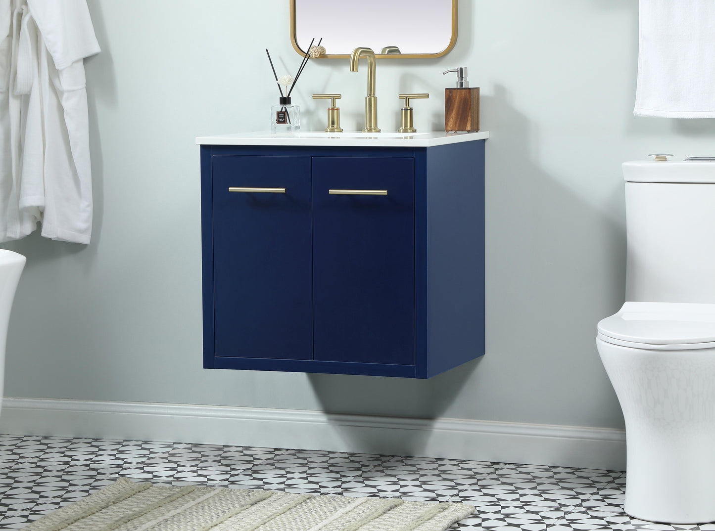 24 inch Single Bathroom Vanity in Blue - BC4102434BL