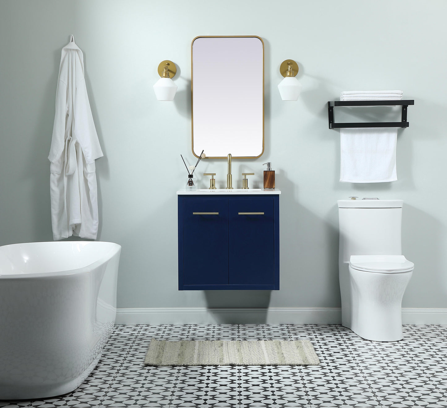 24 inch Single Bathroom Vanity in Blue - BC4102434BL